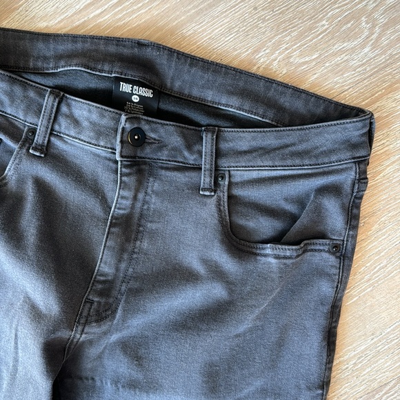 True Classic Slim Fit Comfort Stretch Pants 30" Grey Sz34 - Picture 4 of 12